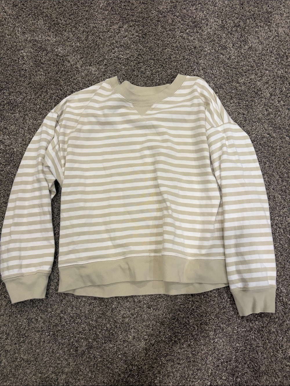 Women’s Striped Crewneck Sweater - Cream & White